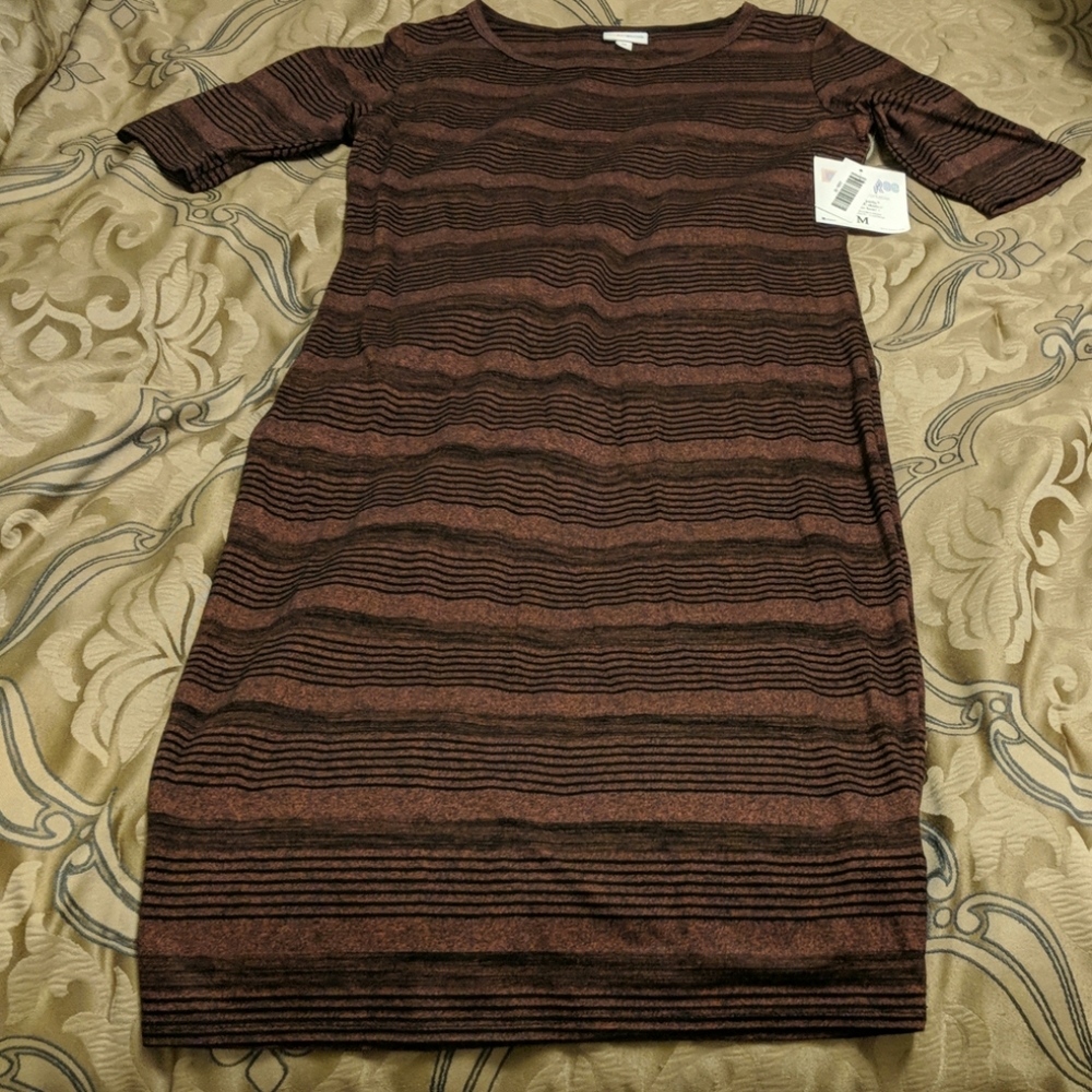 Lularoe Julia Red Black Stripe Medium